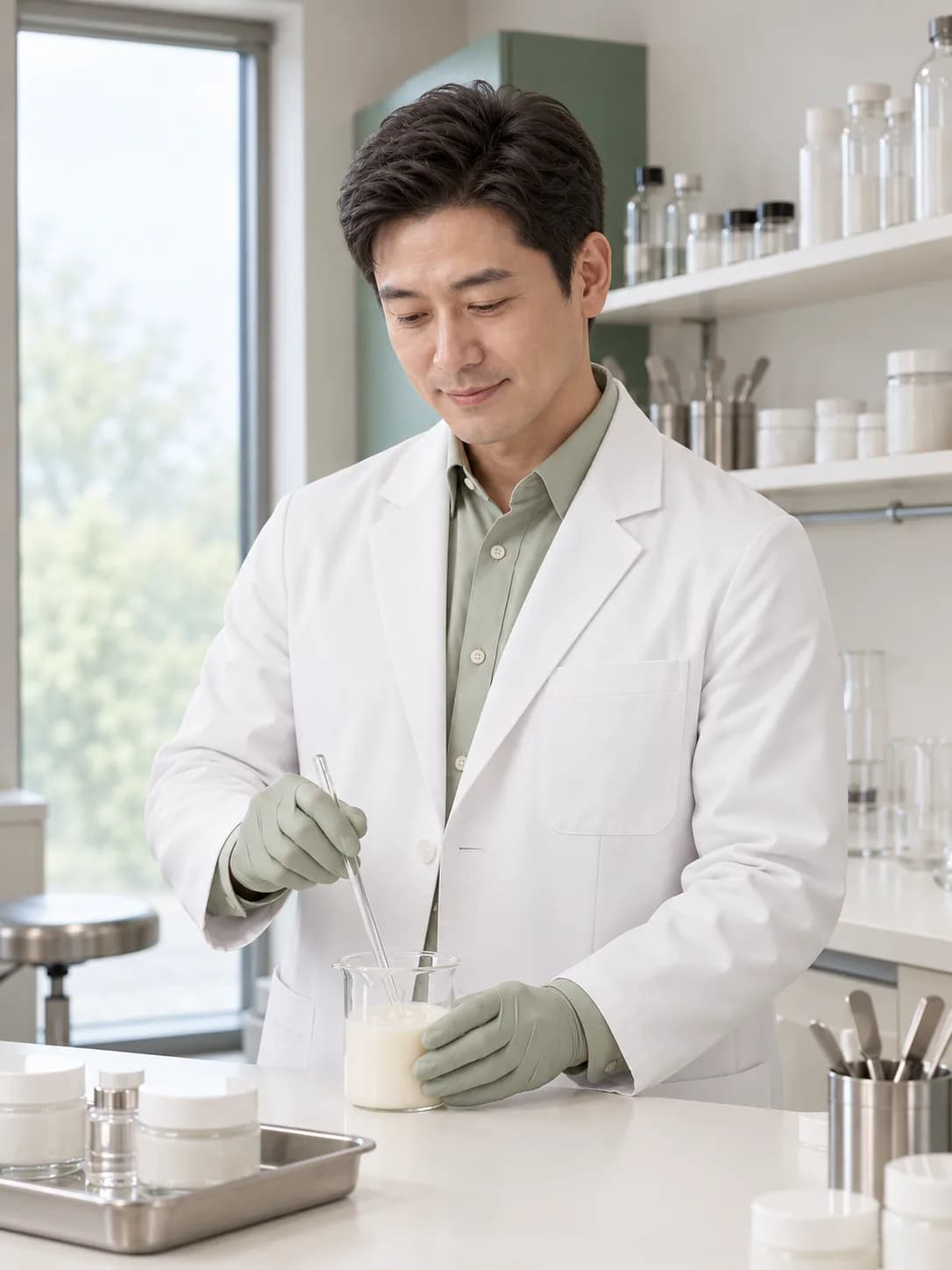 研發人員在實驗室調製配方(示意圖)